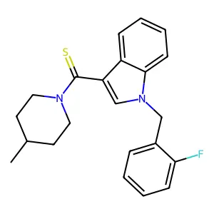 [1-[(2-fluorophenyl)methyl]indol-3-yl]-(4-methylpiperidin-1-yl)methanethione structure