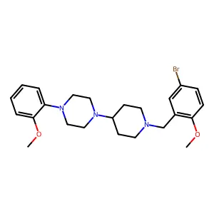 1-[1-[(5-bromo-2-methoxyphenyl)methyl]piperidin-4-yl]-4-(2-methoxyphenyl)piperazine structure
