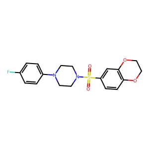 1-(2,3-dihydro-1,4-benzodioxin-6-ylsulfonyl)-4-(4-fluorophenyl)piperazine structure