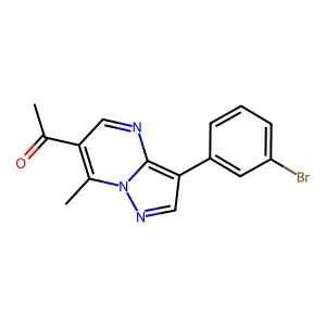 1-[3-(3-bromophenyl)-7-methylpyrazolo[1,5-a]pyrimidin-6-yl]ethanone structure