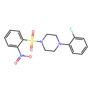 1-(2-fluorophenyl)-4-[(2-nitrophenyl)sulfonyl]piperazine structure