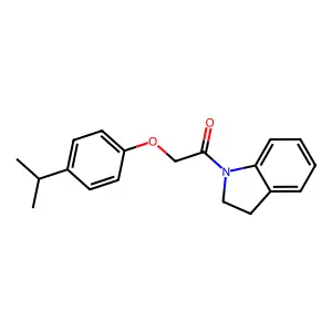 1-(2,3-dihydroindol-1-yl)-2-(4-propan-2-ylphenoxy)ethanone structure