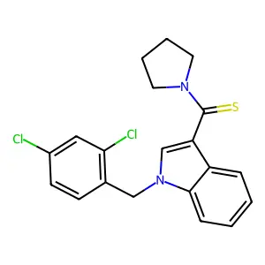 [1-[(2,4-dichlorophenyl)methyl]indol-3-yl]-pyrrolidin-1-ylmethanethione structure