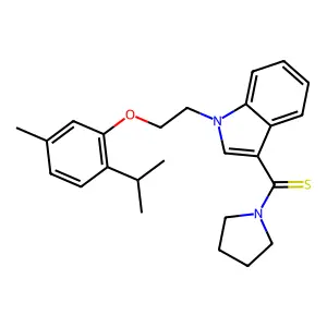 [1-[2-(5-methyl-2-propan-2-ylphenoxy)ethyl]indol-3-yl]-pyrrolidin-1-ylmethanethione structure