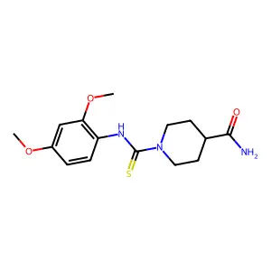 1-[(2,4-dimethoxyphenyl)carbamothioyl]piperidine-4-carboxamide structure