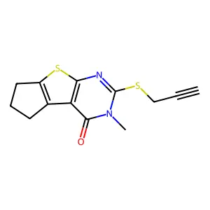 11-methyl-10-prop-2-ynylsulfanyl-7-thia-9,11-diazatricyclo[6.4.0.02,6]dodeca-1(8),2(6),9-trien-12-one structure