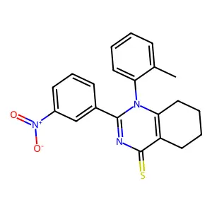 1-(2-methylphenyl)-2-(3-nitrophenyl)-5,6,7,8-tetrahydroquinazoline-4-thione structure