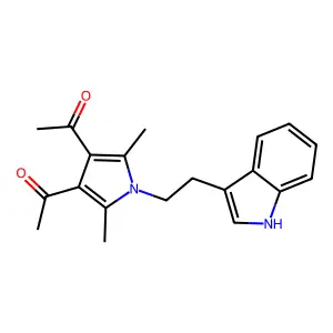 1,1'-(1-(2-(1H-indol-3-yl)ethyl)-2,5-dimethyl-1H-pyrrole-3,4-diyl)diethanone structure