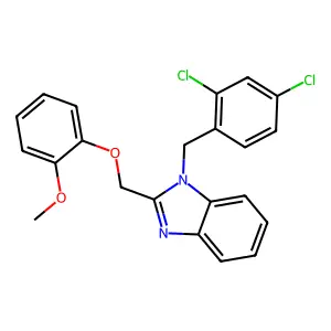 1-[(2,4-dichlorophenyl)methyl]-2-[(2-methoxyphenoxy)methyl]benzimidazole structure