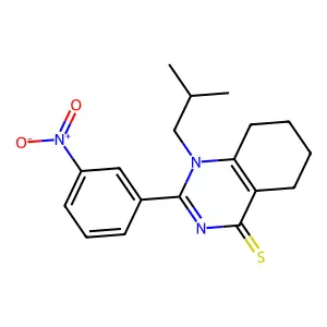 1-(2-methylpropyl)-2-(3-nitrophenyl)-5,6,7,8-tetrahydroquinazoline-4-thione structure