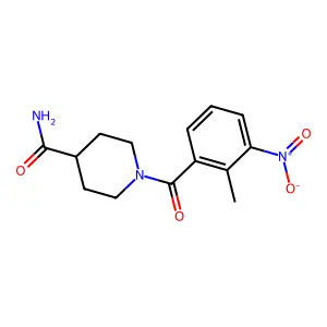1-(2-methyl-3-nitrobenzoyl)piperidine-4-carboxamide structure