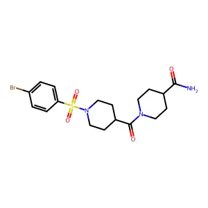 1-({1-[(4-bromophenyl)sulfonyl]piperidin-4-yl}carbonyl)piperidine-4-carboxamide structure