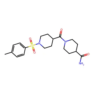 1-[1-(4-methylphenyl)sulfonylpiperidine-4-carbonyl]piperidine-4-carboxamide structure