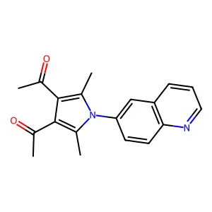 1,1'-[2,5-dimethyl-1-(quinolin-6-yl)-1H-pyrrole-3,4-diyl]diethanone structure