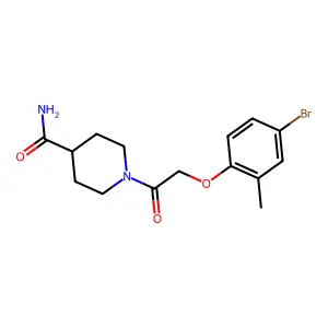 1-[2-(4-bromo-2-methylphenoxy)acetyl]piperidine-4-carboxamide structure