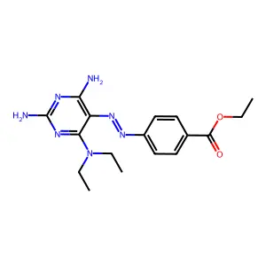 ethyl 4-[[2,4-diamino-6-(diethylamino)pyrimidin-5-yl]diazenyl]benzoate structure
