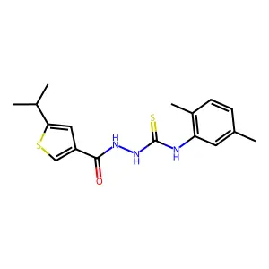1-(2,5-dimethylphenyl)-3-[(5-propan-2-ylthiophene-3-carbonyl)amino]thiourea structure
