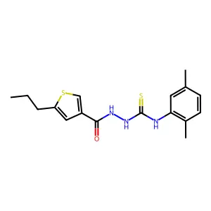 1-(2,5-dimethylphenyl)-3-[(5-propylthiophene-3-carbonyl)amino]thiourea structure