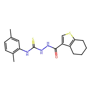 1-(2,5-dimethylphenyl)-3-(4,5,6,7-tetrahydro-1-benzothiophene-3-carbonylamino)thiourea structure