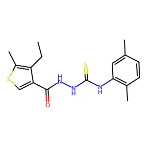 1-(2,5-dimethylphenyl)-3-[(4-ethyl-5-methylthiophene-3-carbonyl)amino]thiourea structure