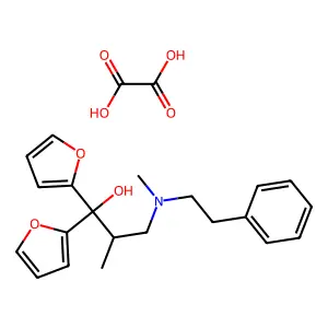 1,1-Di-2-furyl-2-methyl-3-(methylphenethylamino)-1-propanol oxalate structure