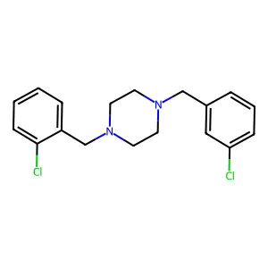 1-(2-chlorobenzyl)-4-(3-chlorobenzyl)piperazine structure
