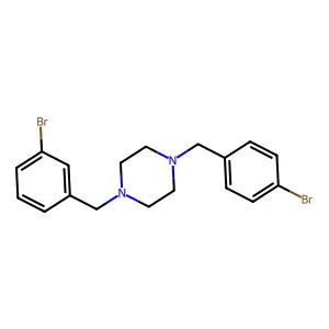 1-(3-bromobenzyl)-4-(4-bromobenzyl)piperazine structure