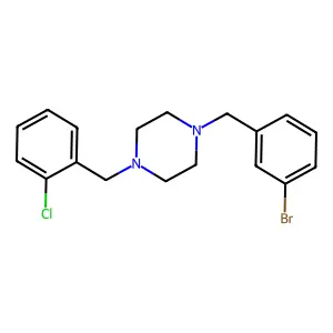 1-(3-bromobenzyl)-4-(2-chlorobenzyl)piperazine structure