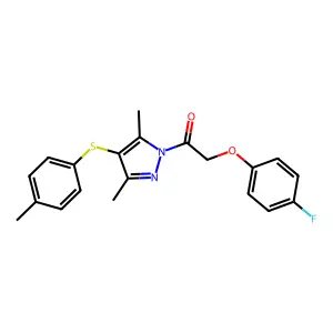 1-[3,5-dimethyl-4-(4-methylphenyl)sulfanylpyrazol-1-yl]-2-(4-fluorophenoxy)ethanone structure