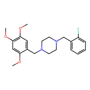1-[(2-fluorophenyl)methyl]-4-[(2,4,5-trimethoxyphenyl)methyl]piperazine structure