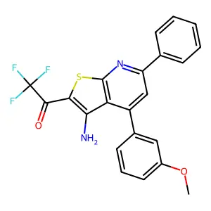 1-[3-amino-4-(3-methoxyphenyl)-6-phenylthieno[2,3-b]pyridin-2-yl]-2,2,2-trifluoroethanone structure