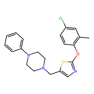 1-{[2-(4-chloro-2-methylphenoxy)-1,3-thiazol-5-yl]methyl}-4-phenylpiperazine structure