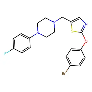 1-{[2-(4-bromophenoxy)-1,3-thiazol-5-yl]methyl}-4-(4-fluorophenyl)piperazine structure