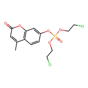 bis(2-chloroethyl) (4-methyl-2-oxochromen-7-yl) phosphate structure