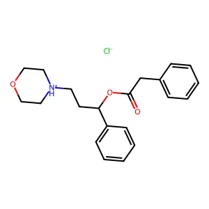 (3-morpholin-4-ium-4-yl-1-phenylpropyl) 2-phenylacetate chloride structure