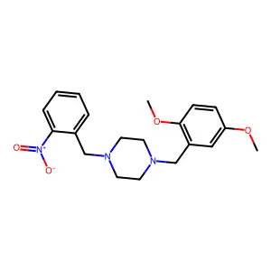 1-[(2,5-dimethoxyphenyl)methyl]-4-[(2-nitrophenyl)methyl]piperazine structure