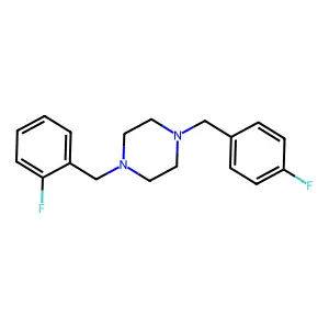 1-(2-fluorobenzyl)-4-(4-fluorobenzyl)piperazine structure