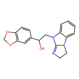 1-(1,3-benzodioxol-5-yl)-2-(1,2-dihydroimidazo[1,2-a]benzimidazol-4-yl)ethanol structure