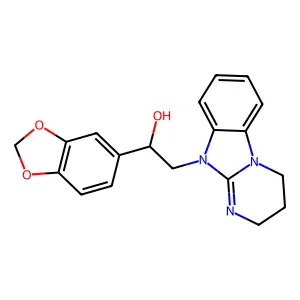 1-(1,3-benzodioxol-5-yl)-2-(3,4-dihydropyrimido[1,2-a]benzimidazol-10(2H)-yl)ethanol structure