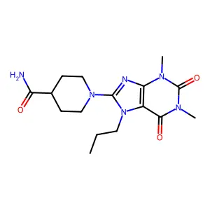 1-(1,3-dimethyl-2,6-dioxo-7-propyl-2,3,6,7-tetrahydro-1H-purin-8-yl)piperidine-4-carboxamide structure