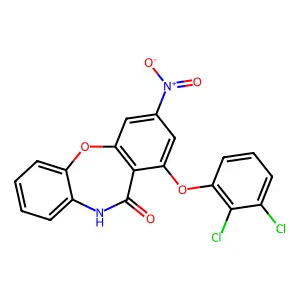 1-(2,3-dichlorophenoxy)-3-nitrodibenzo[b,f][1,4]oxazepin-11(10H)-one structure