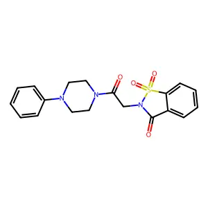 1,1-dioxo-2-[2-oxo-2-(4-phenylpiperazin-1-yl)ethyl]-1,2-benzothiazol-3-one structure