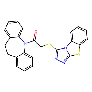 1-(10,11-dihydro-5H-dibenzo[b,f]azepin-5-yl)-2-([1,2,4]triazolo[3,4-b][1,3]benzothiazol-3-ylsulfanyl)ethanone structure