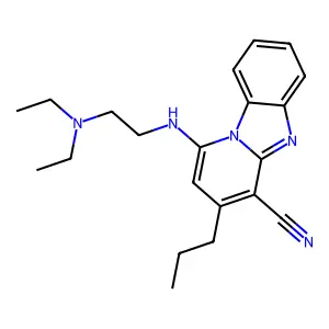 1-[2-(diethylamino)ethylamino]-3-propylpyrido[1,2-a]benzimidazole-4-carbonitrile structure
