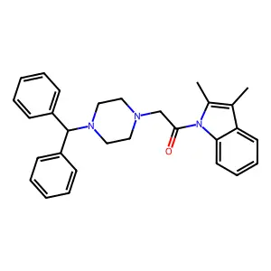 1-(2,3-dimethyl-1H-indol-1-yl)-2-[4-(diphenylmethyl)piperazin-1-yl]ethanone structure