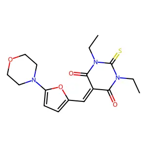 1,3-diethyl-5-[(5-morpholin-4-ylfuran-2-yl)methylidene]-2-sulfanylidene-1,3-diazinane-4,6-dione structure