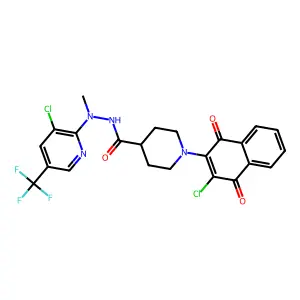 1-(3-chloro-1,4-dioxonaphthalen-2-yl)-N'-[3-chloro-5-(trifluoromethyl)-2-pyridinyl]-N'-methylpiperidine-4-carbohydrazide structure