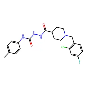 1-[[1-[(2-chloro-4-fluorophenyl)methyl]piperidine-4-carbonyl]amino]-3-(4-methylphenyl)urea structure