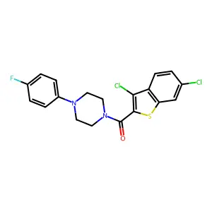 1-[(3,6-dichloro-1-benzothien-2-yl)carbonyl]-4-(4-fluorophenyl)piperazine structure