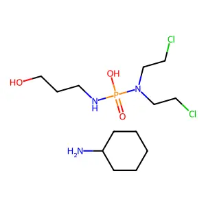 bis(2-chloroethyl)amino-(3-hydroxypropylamino)phosphinic acidcyclohexanamine structure